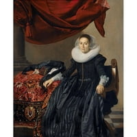 Thomas de Keyser crni moderni uokvireni muzej umjetnički print pod nazivom - portret mlade žene