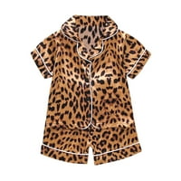 Toddler Boys Girls Pidžamas Baby Boy Girl Outfits Leopard Ispis Dugme s kratkim rukavima dolje odjeća