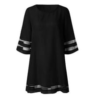 Wendunide haljine za žene Ženska bluza za bluzu mrežice za vrat Bell rukava Labava gornja košulja Crna