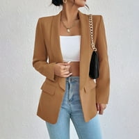 Ženska jakna s dugim rukavima Elegantna Slim Fit radna ured Poslovni kratak Tweed Blazer odjeće za odjeću