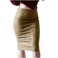 Ženske jesene midi suknje ravna linija Visoka struka Slim Fit Butt lifting suknja od pune boje za žene