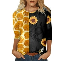 Ženske majice Grafički ljetni okrugli vrat Tromjenski rukav smiješni pčelinji festival suncokret tiskani