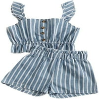 Djevojka za mališana ljetna odjeća, djevojačka djevojka set za odjeću Striped Halter + rufff Hotsovi