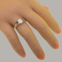 Britanci napravio 9k žuto zlato Real Prirodni i ružičasti turistički ženski prsten - Veličine opcije