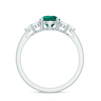 Laboratorija u obliku kruške stvorila je smaragdni prsten s dijamantskom, 14k bijelom zlatom, US 8,50