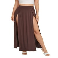 Stoljeće visoke prorezne suknje za žene elastična struka čvrsta boja Split suknje haljina party club