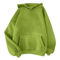 Duks za ženu džepni džemper s dugim rukavima Čvrsta boja klasične duksere za žene zelene veličine 2xl