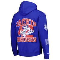 Muški Mitchell & Ness Jackie Robinson Royal Brooklyn Dodgers Cooperstown Kolekcija Legende Fleece Pulover Hoodie