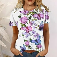 Ljetne majice kratkih rukava za žene casual crewneck vrhovi cvjetni tinejdžeri majica labavi fit bluze