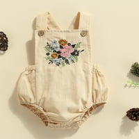 Dojenčad za bebe sa rukavima bez rukava s cvjetnim vezom, dno tipka podesiva odjeća za ramena