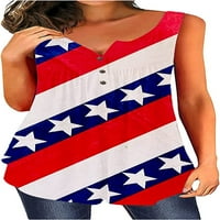 Dabuliu 4. srpnja vrhovi rezervoara za žene V izrez Novost labavi američki košulja bez rukava patriotski