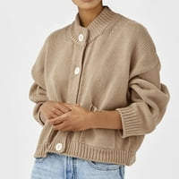 HUNPTA DAME MOSTE Čvrsta boja srednje dužine dugih rukava visoki ovratnik pleteni džemper džepni kardigan