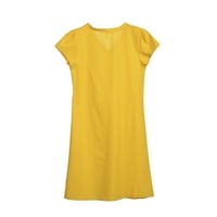 Žene Ljeto majica kratkih rukava Pamučna posteljina Ležerna haljina