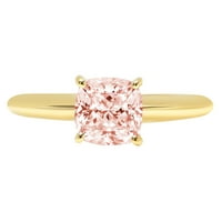1.0ct jastuk za rezanje ružičaste simulirane dijamantske 18K žute zlatne obljetnice za angažovanje prstena
