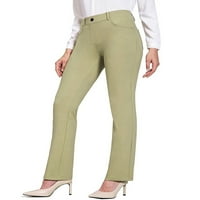 Coduop Ženske ležerne rastezljive poslovne hlače visoke struke elastične pantalone s džepovima