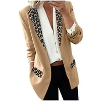 Skladište prodaje Fahion ženska rever rt Leopard Notch Laple-Blazer Casual Office odijelo Khaki XL,