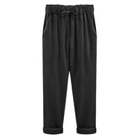 Jsaierl ženske hlače za noge Ljeto elastično struk pant s džepovima Casual Flowy Crowstring Comfy pantalone