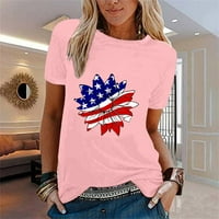 Gyujnb ženske majice za žene labavo Fit Suncokret američka košulja za žene za žene za žene za žene okrugle
