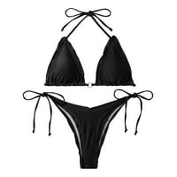 Ženski kupaći kostimi visokog struka Halter Trougle Bath odijela Criss Tie Crnot Dvije s bikinis set