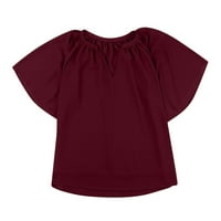 Ženski vrhovi V-izrez Solid bluza Modne žene Ljetne kratke rukave The Tunic Tee Crveno m