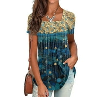 Koaiezne modni vrhovi za žene Ležerne prilike za tiskanje okrugli vrat kratkih rukava Tors Tunički bluza