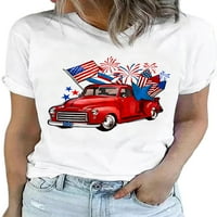 Enwejyy ženski pamuk vrhovi dan neovisnosti US Zastava Obloga s kratkim rukavima Osnovna majica