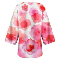 STAMZOD Ljetni vrhovi za žene Trendy cvjetni print puff rukava kimono kardigan labav šifon pokrovite