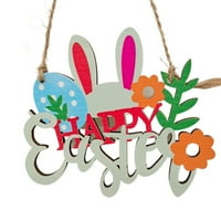 Gerich Happy Eastery Bunny Drvena viseća vrata Retro Happy Uskršnji porch Dobrodošli Znak za zid vrata