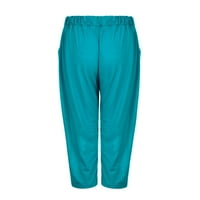 Rovga ženske kratke hlače trenerske dno ženske ležerne džepove čvrste vuče Sport Yoga kratke hlače 7-točke
