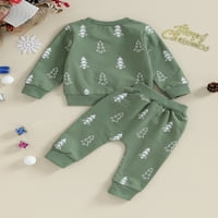 Liacowi novorođenčad za dječake Set odjeće 3T TODDLER Božićne odjeće Dugi rukav Božićno drvce Ispiši