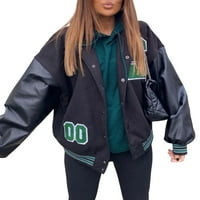 Ciycuit žene predimenzionirana jakna za bomber casual dečko bejzbol jakna dugih rukava varsity kaput
