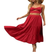 Žene Ljeto Boho cvjetna maxi suknja sa bočnim džepovima elastična struka nabrana A-line Flowy Swing