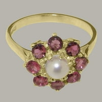 Britanci napravili tradicionalni čvrsti 9k žuto zlatni prsten sa kultiviranim biserima i ružičastom