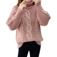 Ženska jesen i zima Nova pletena odjeća Ženska koledž stila gusta navoja pržena tijesto uvijanje džemper sa visokim vratom džemperi za žene pulover džemper c s