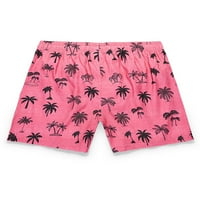 NOLLA muške kratke hlače elastični struk kupaći kokosovo drvo otisak ljetne kratke hlače, muški casual kupaći kostim ružičastim ružičastim