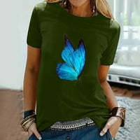 Ljetne T košulje Ženske grafički leptir Print kratki rukav casual bluza posada Crta tee slatke vrhunske