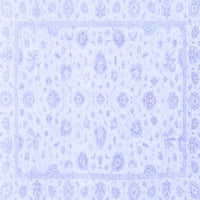 Ahgly Company Machine Persible Povjerene četvrtaste orijentalne plave tradicionalne prostirke, 8 'kvadrat