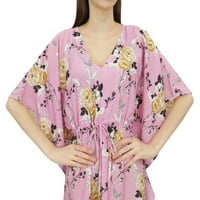 Bimba Pink Kaftan kimono haljina Ženska ljetna večer Cvjetni tiskani maxi-12