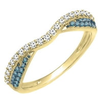 Dazzlingrock kolekcija 0. Carat 14k Blue & White Diamond vjenčani pojas Spakirani prsten CT, žuto zlato,