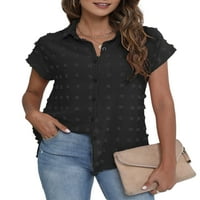 Colisha Ženska bluza Bohemain Office Labava majica kratkih rukava Ruched Swiss Dots Tops