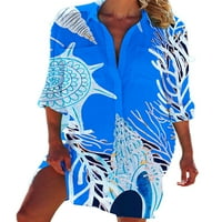 Sanviglor Womens majica rever na vrhu Bluza s dugim rukavima Elegantna tunika Majica Business CS 5XL
