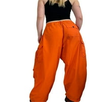 Nokiwiqis Ženske teretne hlače, dugme sa malim strukom zatvarajući čvrste labave pantalone sa džepovima