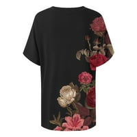 USMIXI ženski vrhovi Dressy casual kratki rukav V-izrez cvjetne ljetne majice Lagana lagana klasična
