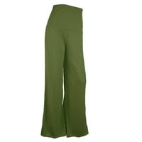 Ženska solidna boja sa džepovima Ležerne prilike labave hlače Labavi visoki struk joga flare teretana