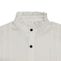 Puawkoer mužjak Gotic Vintage Court Majica postolja CALAR HEM čipka ovratnik dugih rukava majica na dugih rukava Muška odjeća 2xl bijela