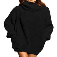 Bomotoo dame ugodno Jumper vrhovi visoki vrat slobodni pleteni džemperi Chic pletiva dugi rukav od opeke crveni XL