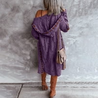 Ikevan Žene Ležerne prilike s dugim rukavima Duks džemper za kaput, gornja odjeća ljubičasta 8