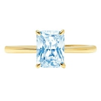 1,75ct blistavo rezan plavi simulirani dijamant 18k žuti zlatni graviranje izveštaja godišnjica Angažovanje