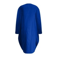 Žene ljetne haljine za žene Datum Ležerne rukave Kratki okrugli izrez Čvrsta mini haljina plava 4xl