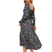 Qucoqpe ženski dugi rukav cvjetni ispis Flowy Chiffon Maxi haljina na klirensu
